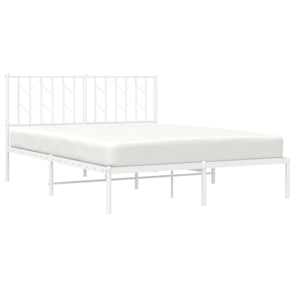 Bettgestell mit Kopfteil Metall Weiß 140x190 cm - Pazzar.ch