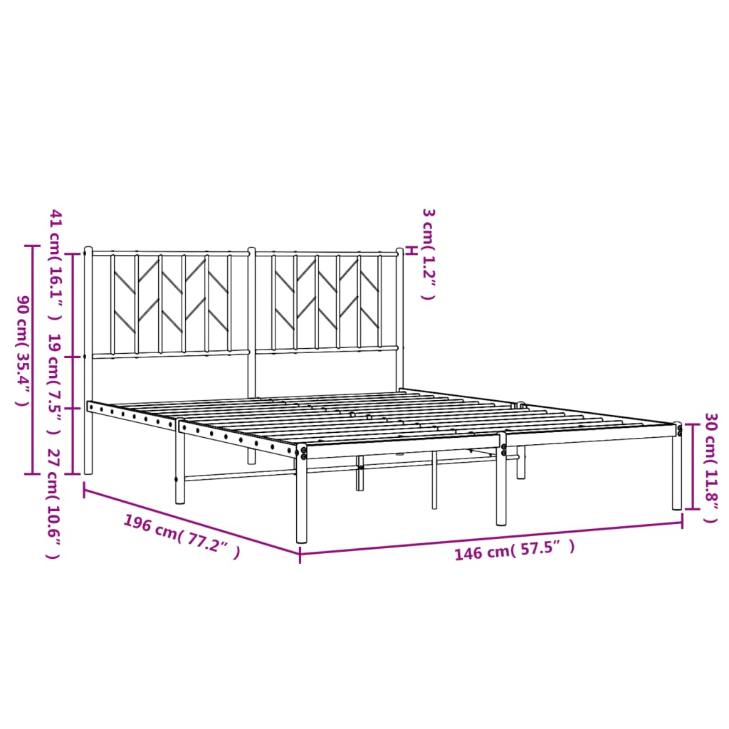 Bettgestell mit Kopfteil Metall Weiß 140x190 cm - Pazzar.ch