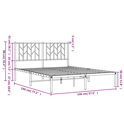 Bettgestell mit Kopfteil Metall Weiß 140x190 cm - Pazzar.ch