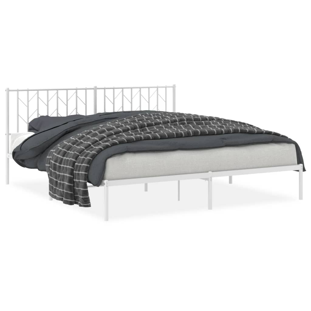 Bettgestell mit Kopfteil Metall Weiß 183x213 cm - Pazzar.ch