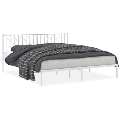 Bettgestell mit Kopfteil Metall Weiß 183x213 cm - Pazzar.ch