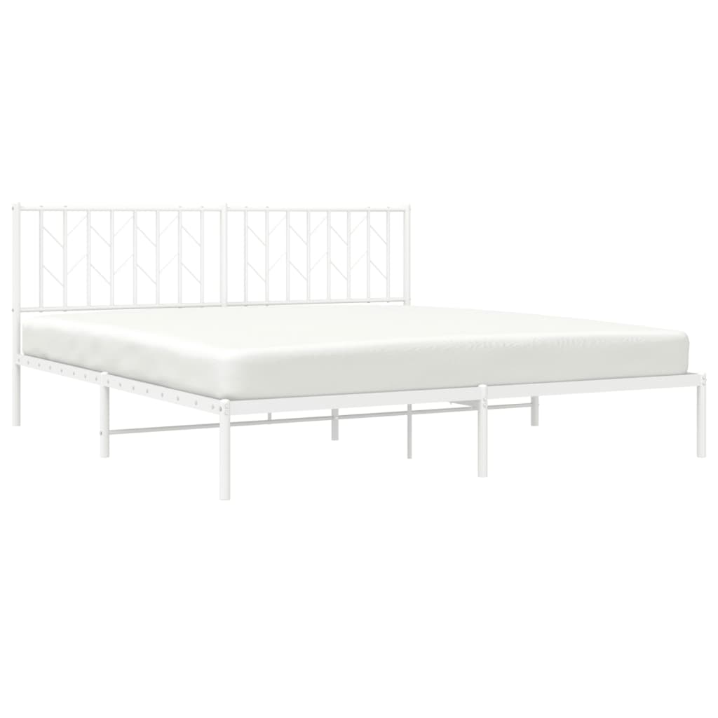Bettgestell mit Kopfteil Metall Weiß 183x213 cm - Pazzar.ch
