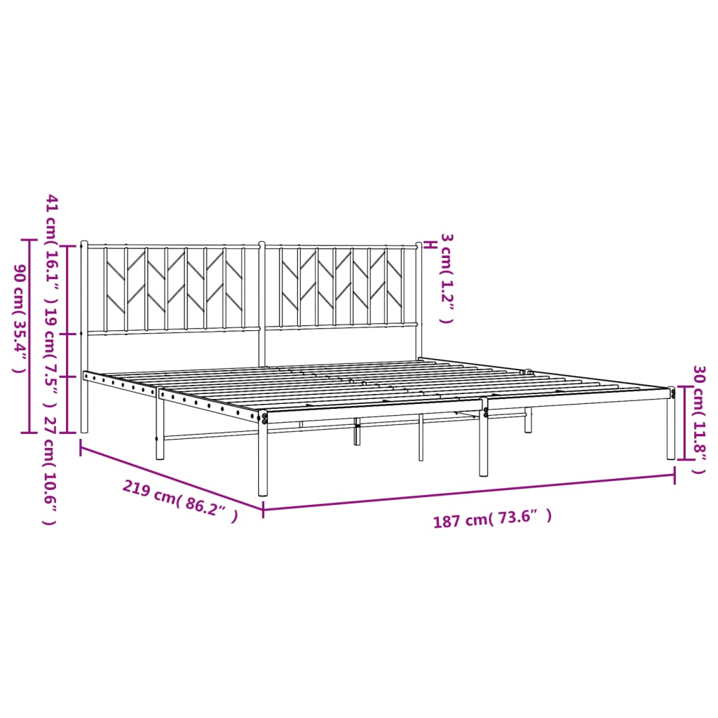 Bettgestell mit Kopfteil Metall Weiß 183x213 cm - Pazzar.ch