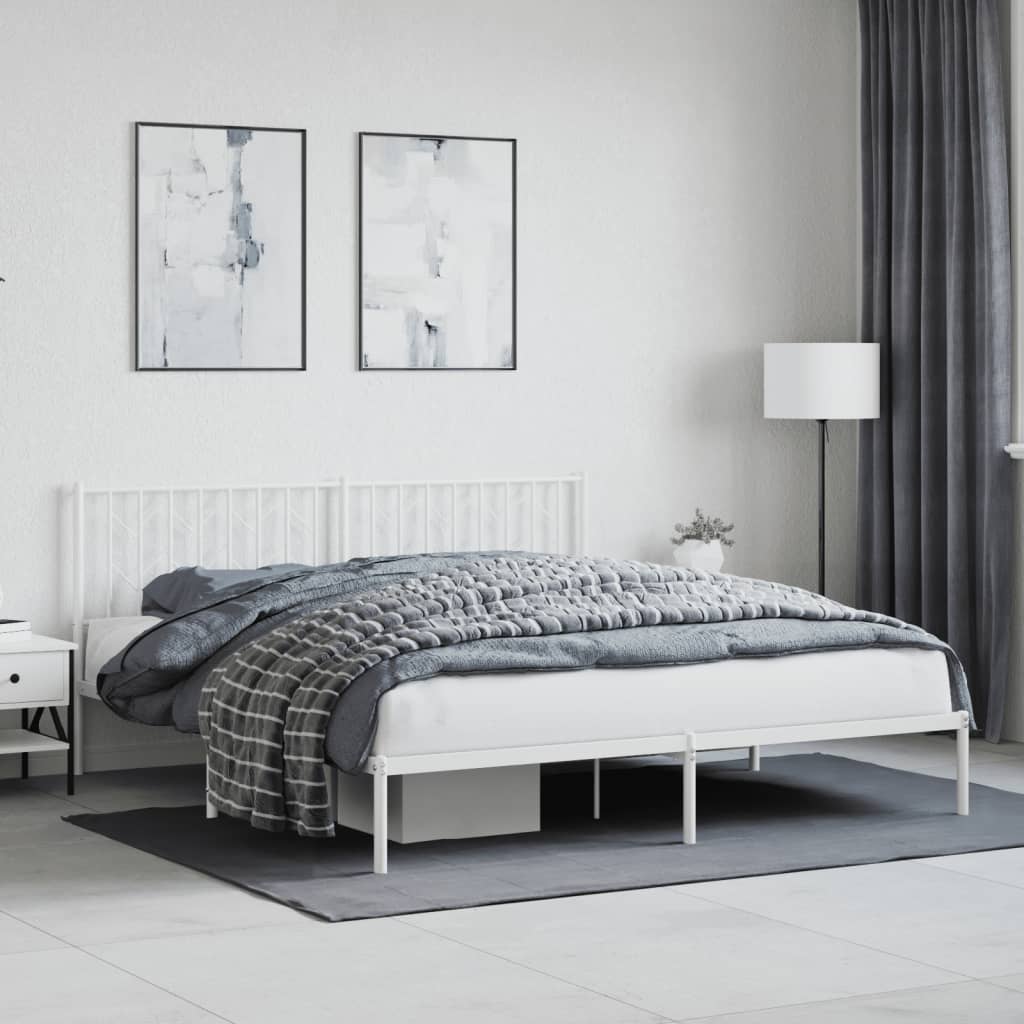 Bettgestell mit Kopfteil Metall Weiß 183x213 cm - Pazzar.ch