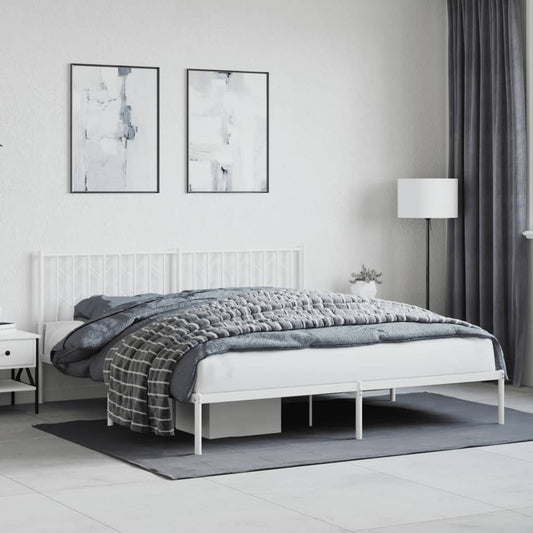Bettgestell mit Kopfteil Metall Weiß 183x213 cm - Pazzar.ch