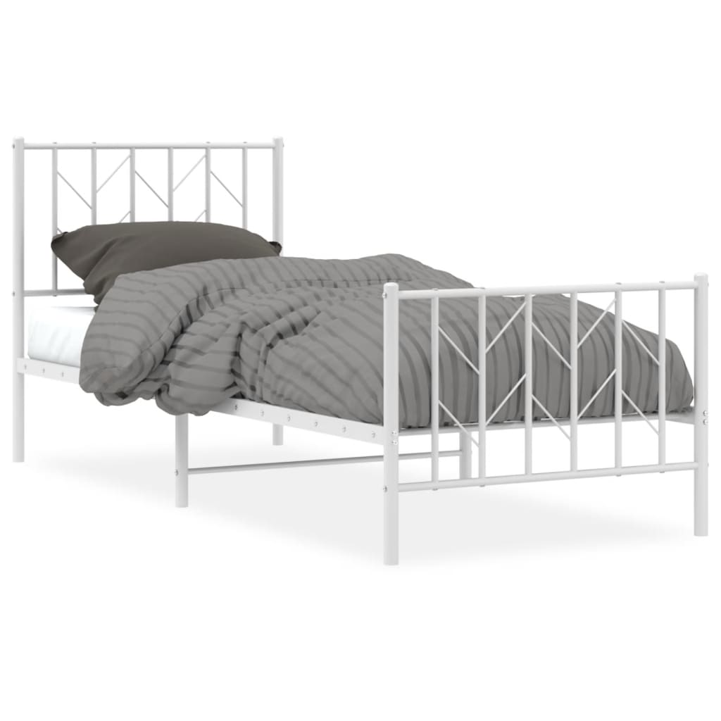 Bettgestell mit Kopf- und Fußteil Metall Weiß 80x200 cm - Pazzar.ch