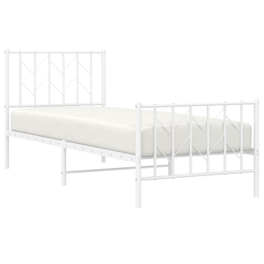 Bettgestell mit Kopf- und Fußteil Metall Weiß 80x200 cm - Pazzar.ch