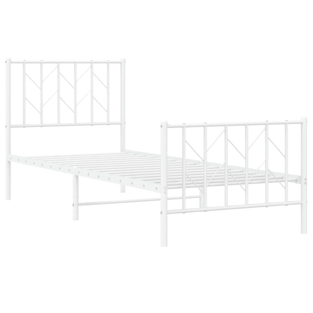 Bettgestell mit Kopf- und Fußteil Metall Weiß 80x200 cm - Pazzar.ch