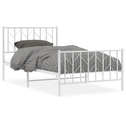 Bettgestell mit Kopf- und Fußteil Metall Weiß 100x190 cm - Pazzar.ch