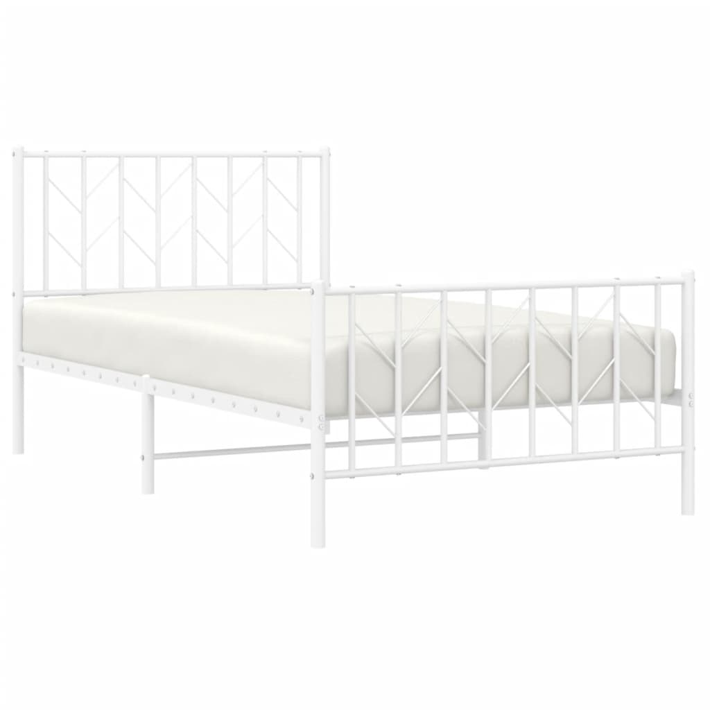 Bettgestell mit Kopf- und Fußteil Metall Weiß 100x190 cm - Pazzar.ch