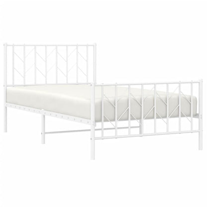 Bettgestell mit Kopf- und Fußteil Metall Weiß 100x190 cm - Pazzar.ch