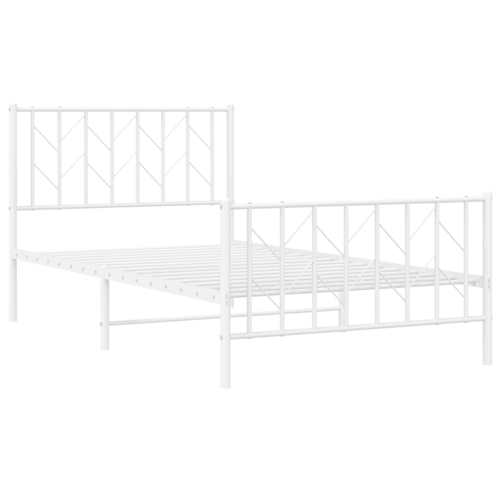Bettgestell mit Kopf- und Fußteil Metall Weiß 100x190 cm