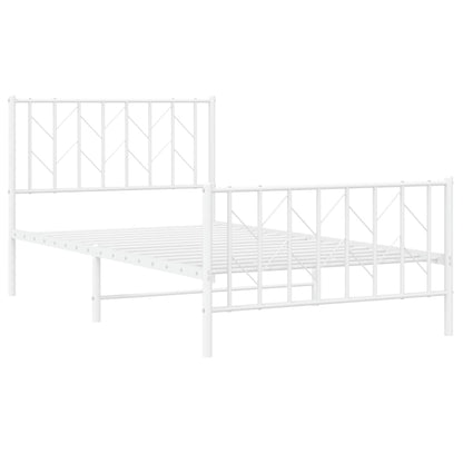 Bettgestell mit Kopf- und Fußteil Metall Weiß 100x190 cm - Pazzar.ch
