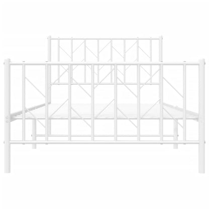 Bettgestell mit Kopf- und Fußteil Metall Weiß 100x190 cm - Pazzar.ch