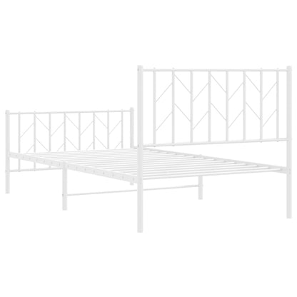 Bettgestell mit Kopf- und Fußteil Metall Weiß 100x190 cm - Pazzar.ch