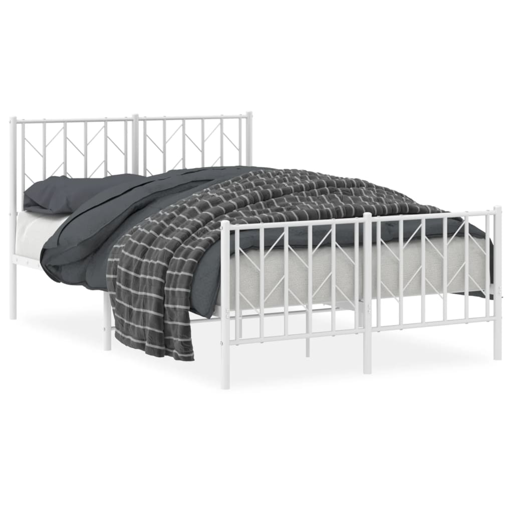 Bettgestell mit Kopf- und Fußteil Metall Weiß 120x190 cm - Pazzar.ch