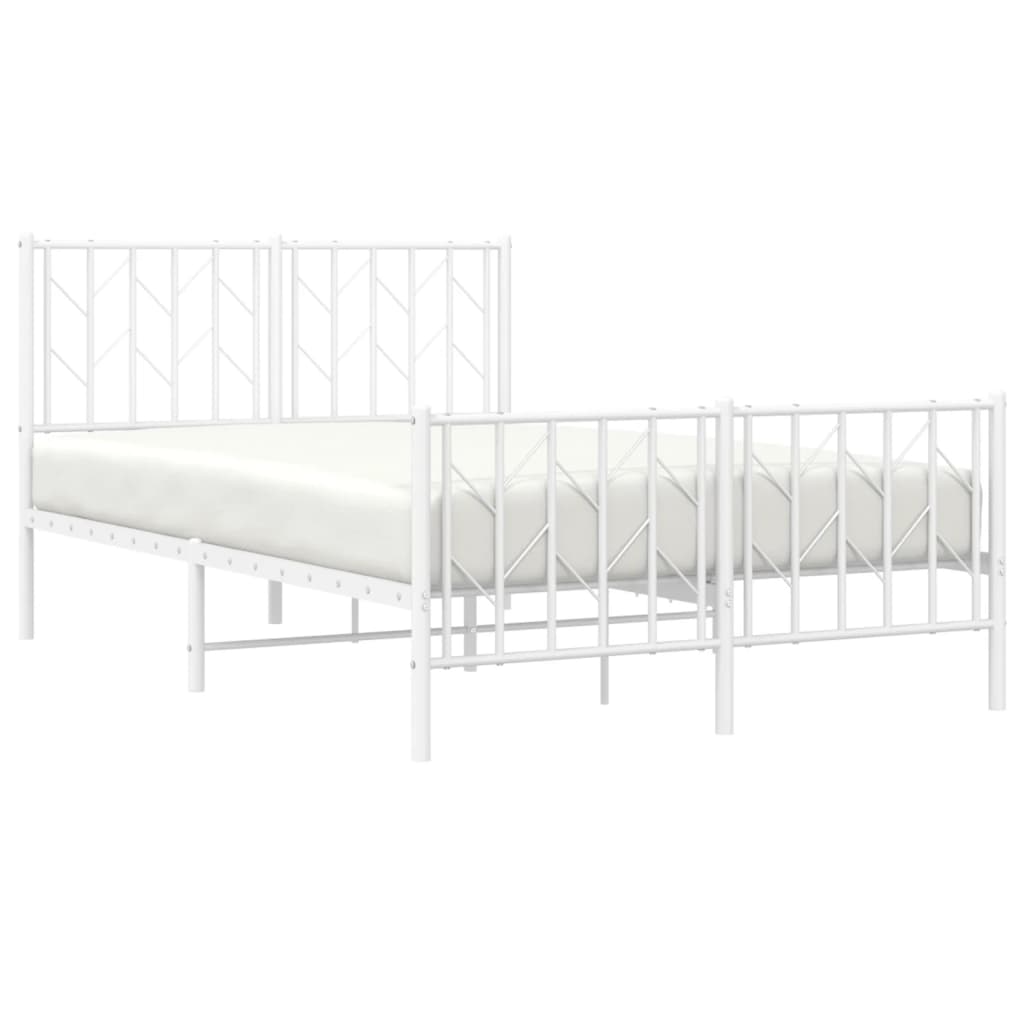 Bettgestell mit Kopf- und Fußteil Metall Weiß 120x190 cm - Pazzar.ch