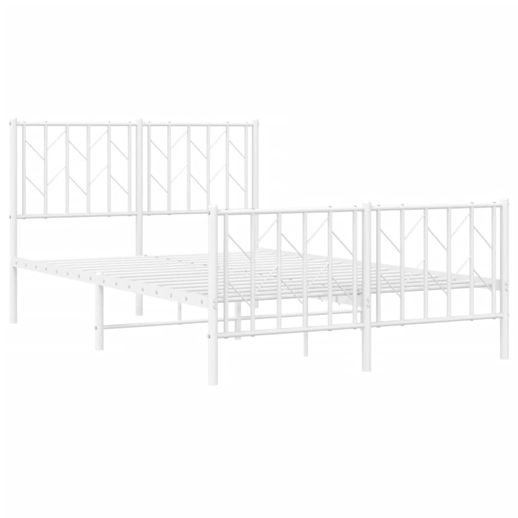 Bettgestell mit Kopf- und Fußteil Metall Weiß 120x190 cm - Pazzar.ch
