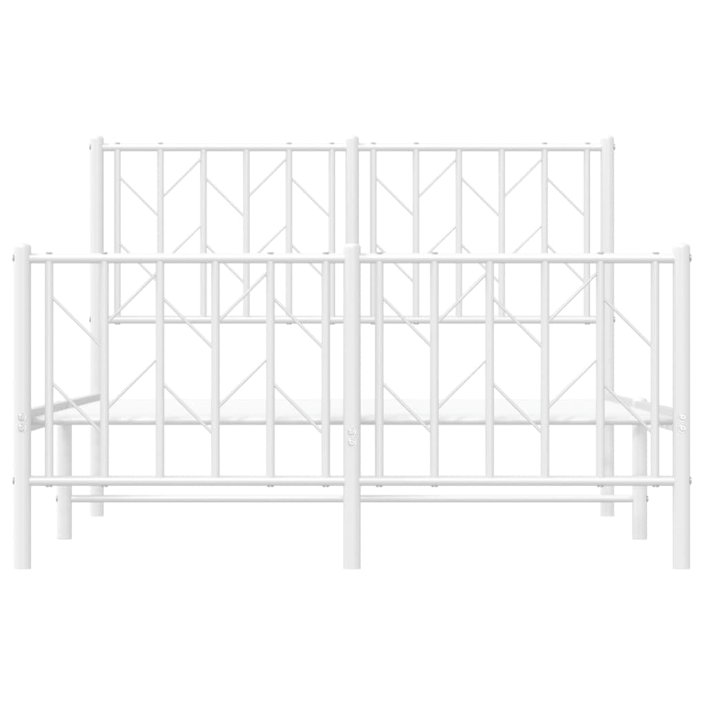 Bettgestell mit Kopf- und Fußteil Metall Weiß 120x190 cm - Pazzar.ch
