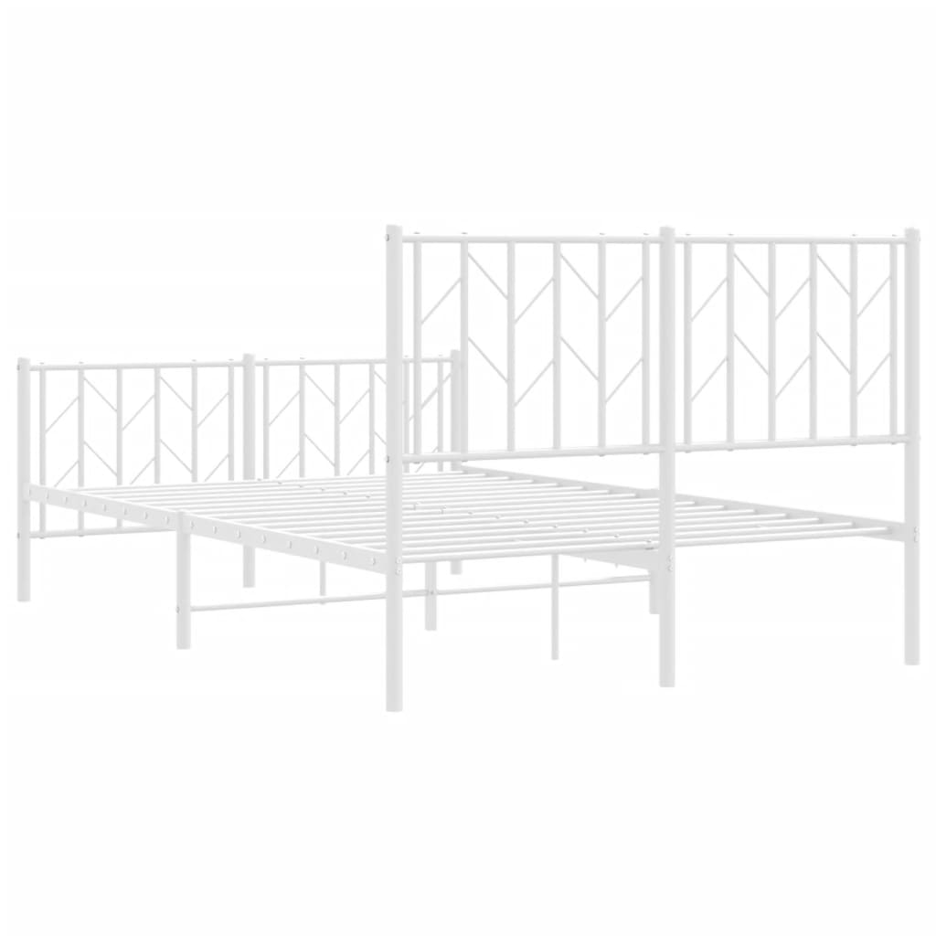Bettgestell mit Kopf- und Fußteil Metall Weiß 120x190 cm - Pazzar.ch