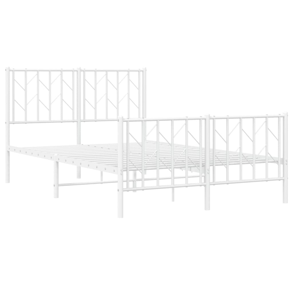Bettgestell mit Kopf- und Fußteil Metall Weiß 120x200 cm - Pazzar.ch