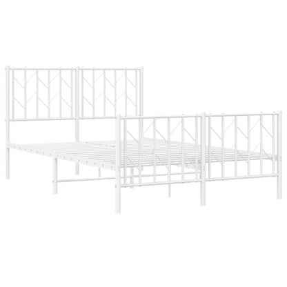 Bettgestell mit Kopf- und Fußteil Metall Weiß 120x200 cm - Pazzar.ch