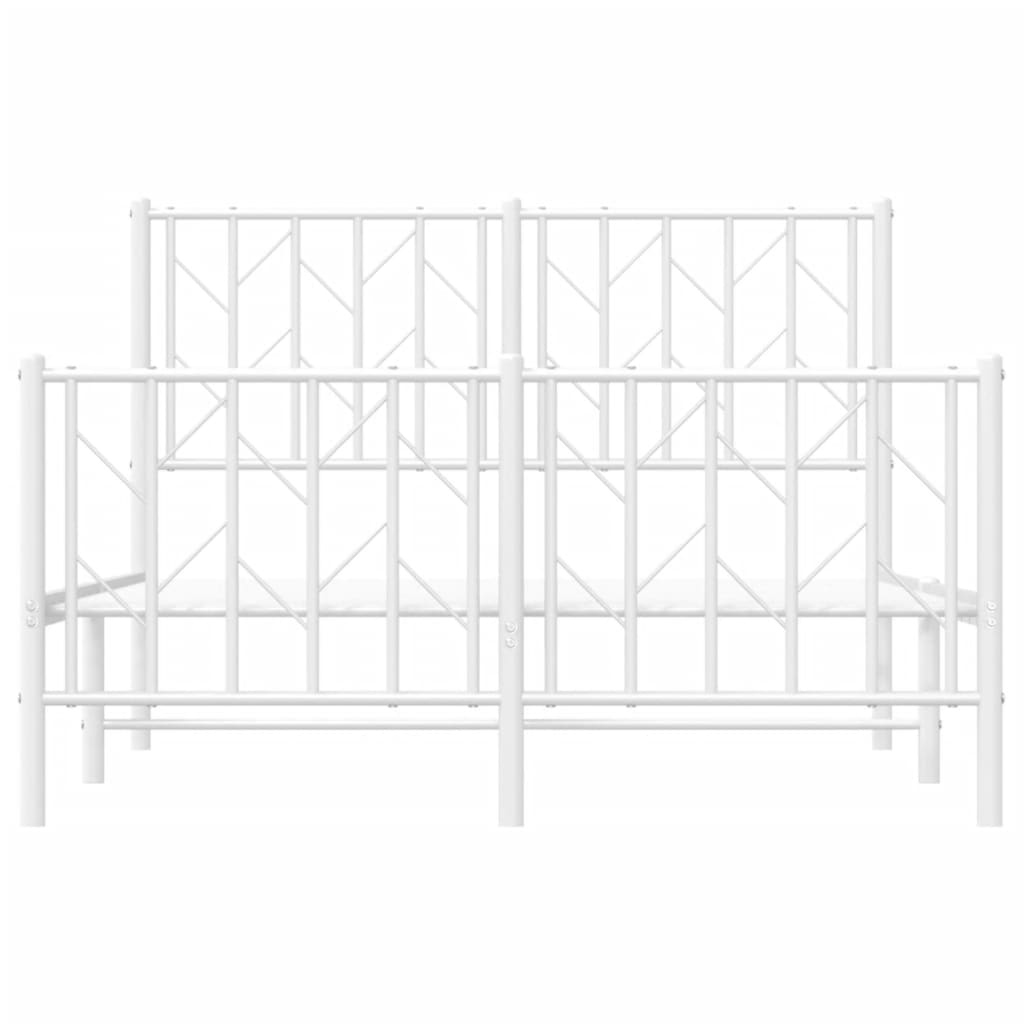 Bettgestell mit Kopf- und Fußteil Metall Weiß 120x200 cm - Pazzar.ch