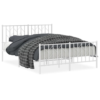 Bettgestell mit Kopf- und Fußteil Metall Weiß 135x190 cm - Pazzar.ch