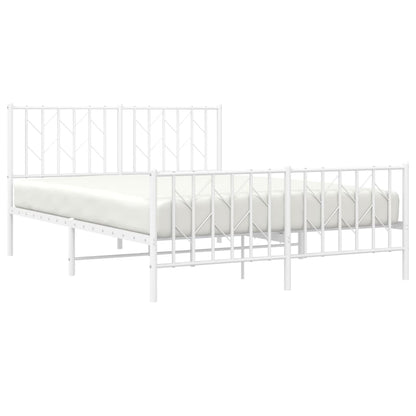 Bettgestell mit Kopf- und Fußteil Metall Weiß 135x190 cm - Pazzar.ch