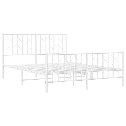 Bettgestell mit Kopf- und Fußteil Metall Weiß 135x190 cm - Pazzar.ch