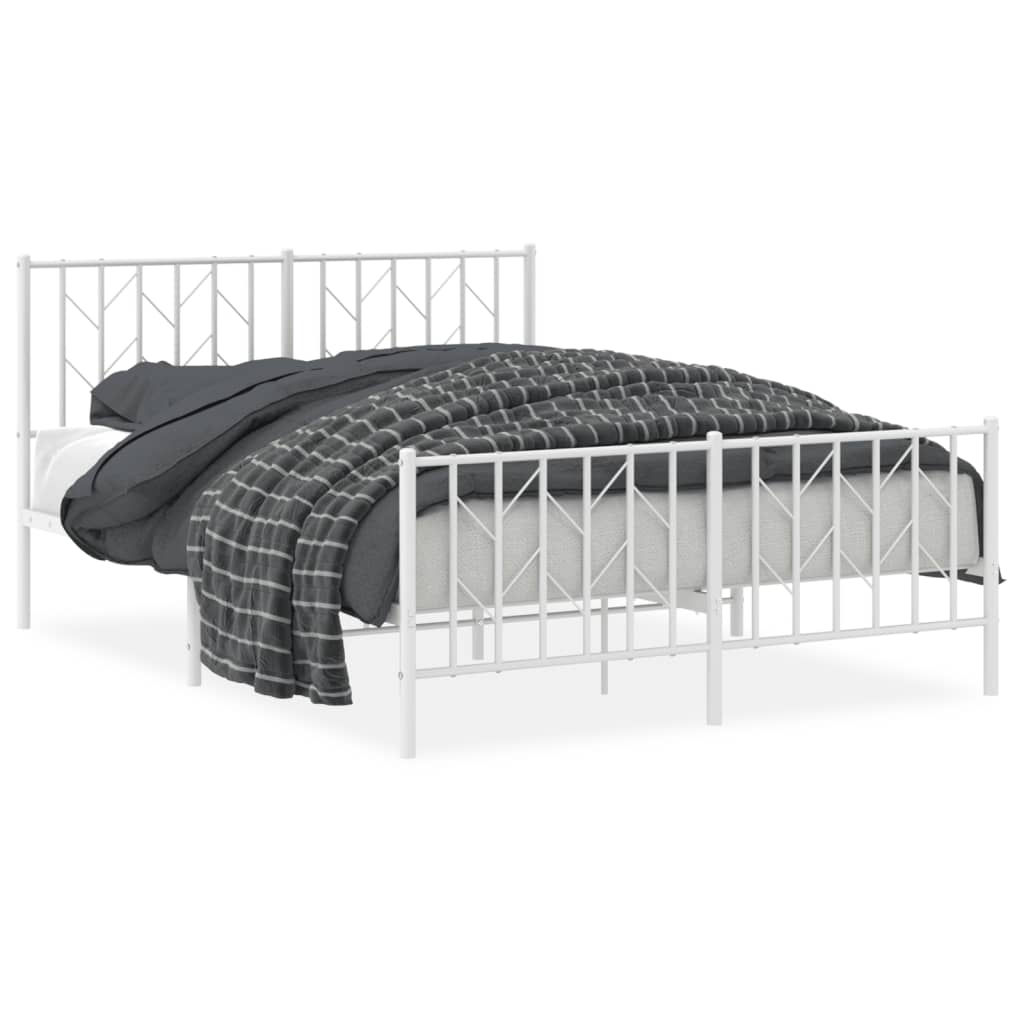 Bettgestell mit Kopf- und Fußteil Metall Weiß 140x190 cm - Pazzar.ch
