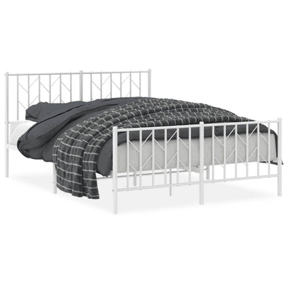 Bettgestell mit Kopf- und Fußteil Metall Weiß 140x190 cm - Pazzar.ch