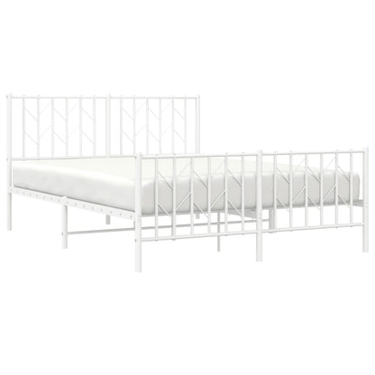 Bettgestell mit Kopf- und Fußteil Metall Weiß 140x190 cm - Pazzar.ch