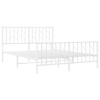 Bettgestell mit Kopf- und Fußteil Metall Weiß 140x190 cm - Pazzar.ch
