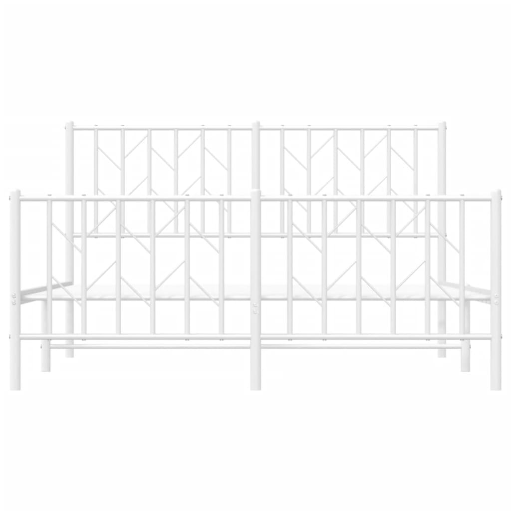 Bettgestell mit Kopf- und Fußteil Metall Weiß 140x190 cm - Pazzar.ch