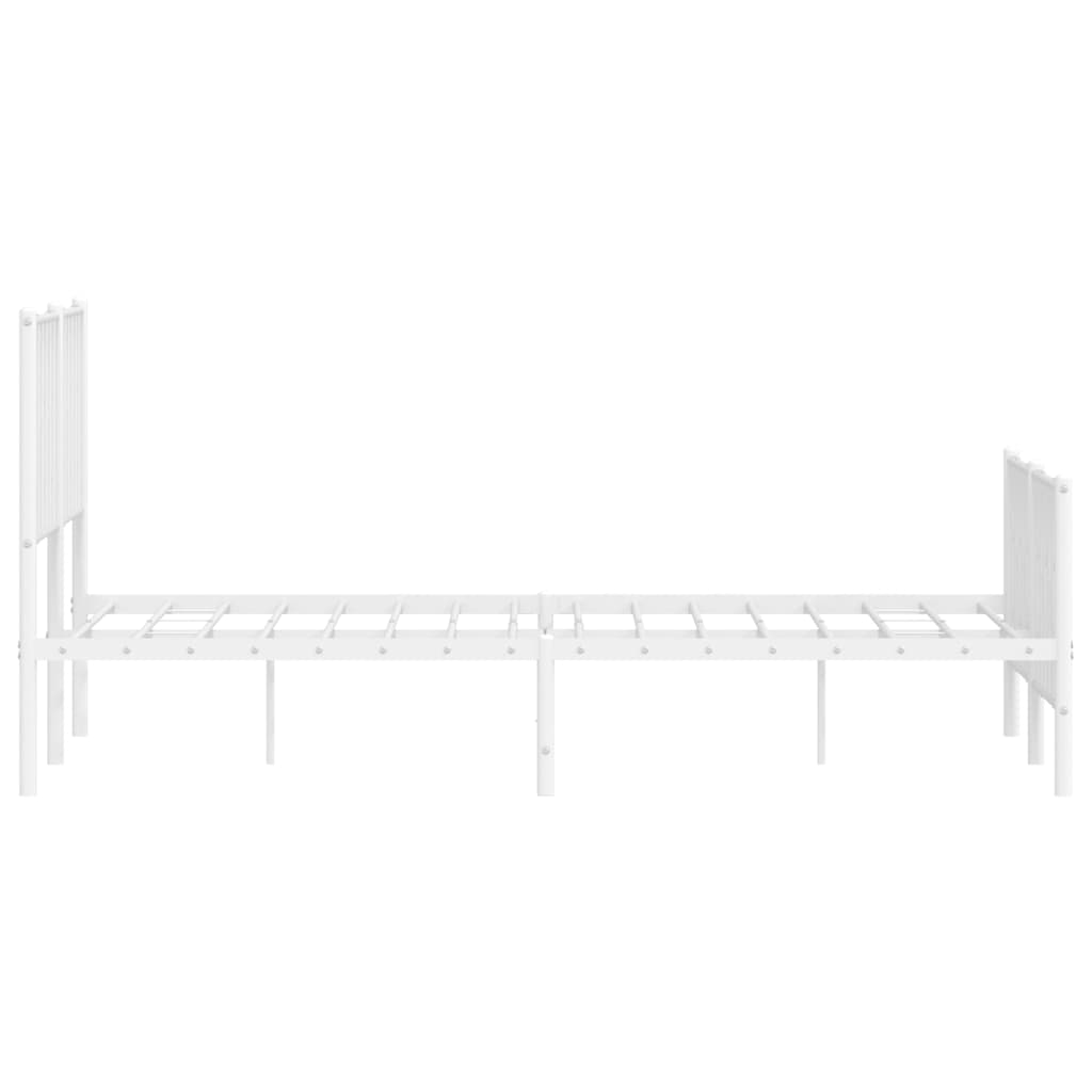Bettgestell mit Kopf- und Fußteil Metall Weiß 140x190 cm - Pazzar.ch