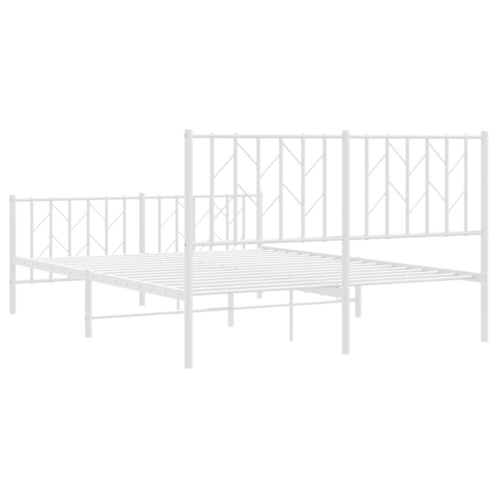 Bettgestell mit Kopf- und Fußteil Metall Weiß 140x190 cm - Pazzar.ch