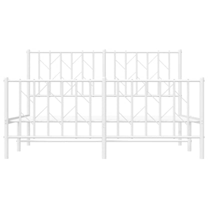 Bettgestell mit Kopf- und Fußteil Metall Weiß 140x200 cm - Pazzar.ch