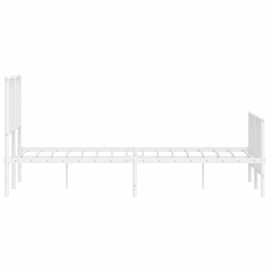 Bettgestell mit Kopf- und Fußteil Metall Weiß 140x200 cm - Pazzar.ch