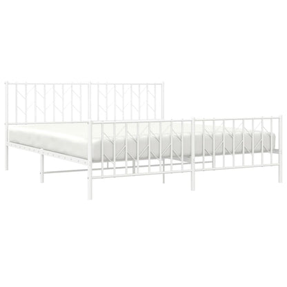 Bettgestell mit Kopf- und Fußteil Metall Weiß 183x213 cm - Pazzar.ch