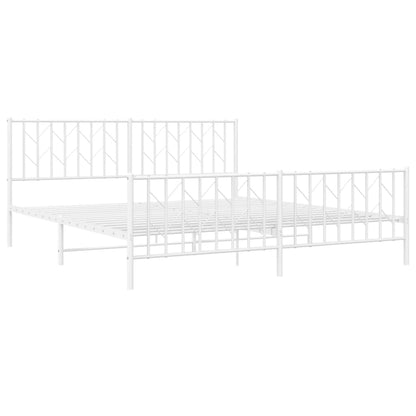 Bettgestell mit Kopf- und Fußteil Metall Weiß 183x213 cm - Pazzar.ch