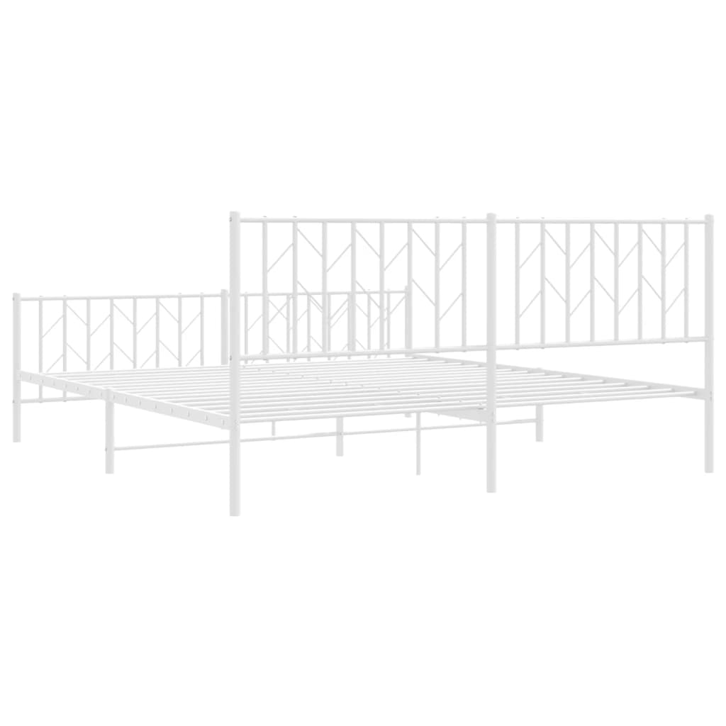 Bettgestell mit Kopf- und Fußteil Metall Weiß 183x213 cm - Pazzar.ch