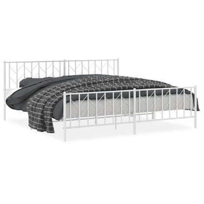 Bettgestell mit Kopf- und Fußteil Metall Weiß 200x200 cm - Pazzar.ch