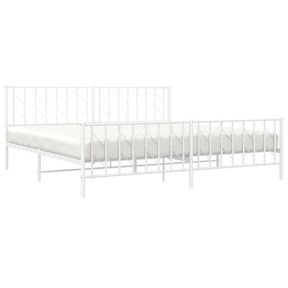 Bettgestell mit Kopf- und Fußteil Metall Weiß 200x200 cm - Pazzar.ch