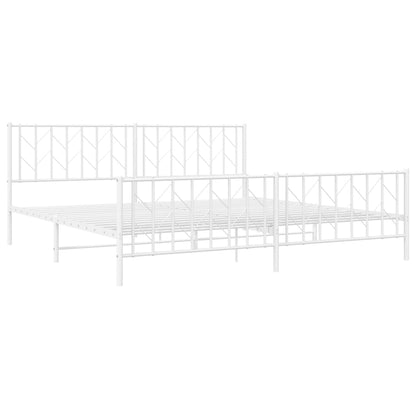 Bettgestell mit Kopf- und Fußteil Metall Weiß 200x200 cm - Pazzar.ch