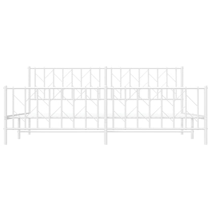 Bettgestell mit Kopf- und Fußteil Metall Weiß 200x200 cm - Pazzar.ch