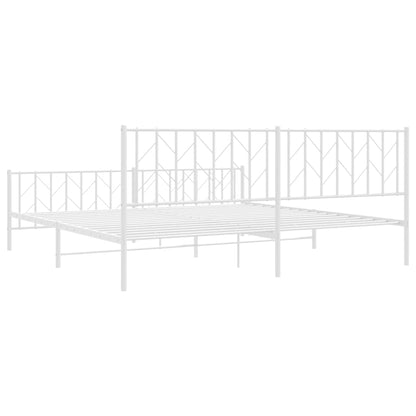 Bettgestell mit Kopf- und Fußteil Metall Weiß 200x200 cm - Pazzar.ch