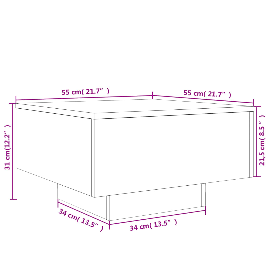 Couchtisch Sonoma-Eiche 55x55x31 cm Holzwerkstoff - Pazzar.ch