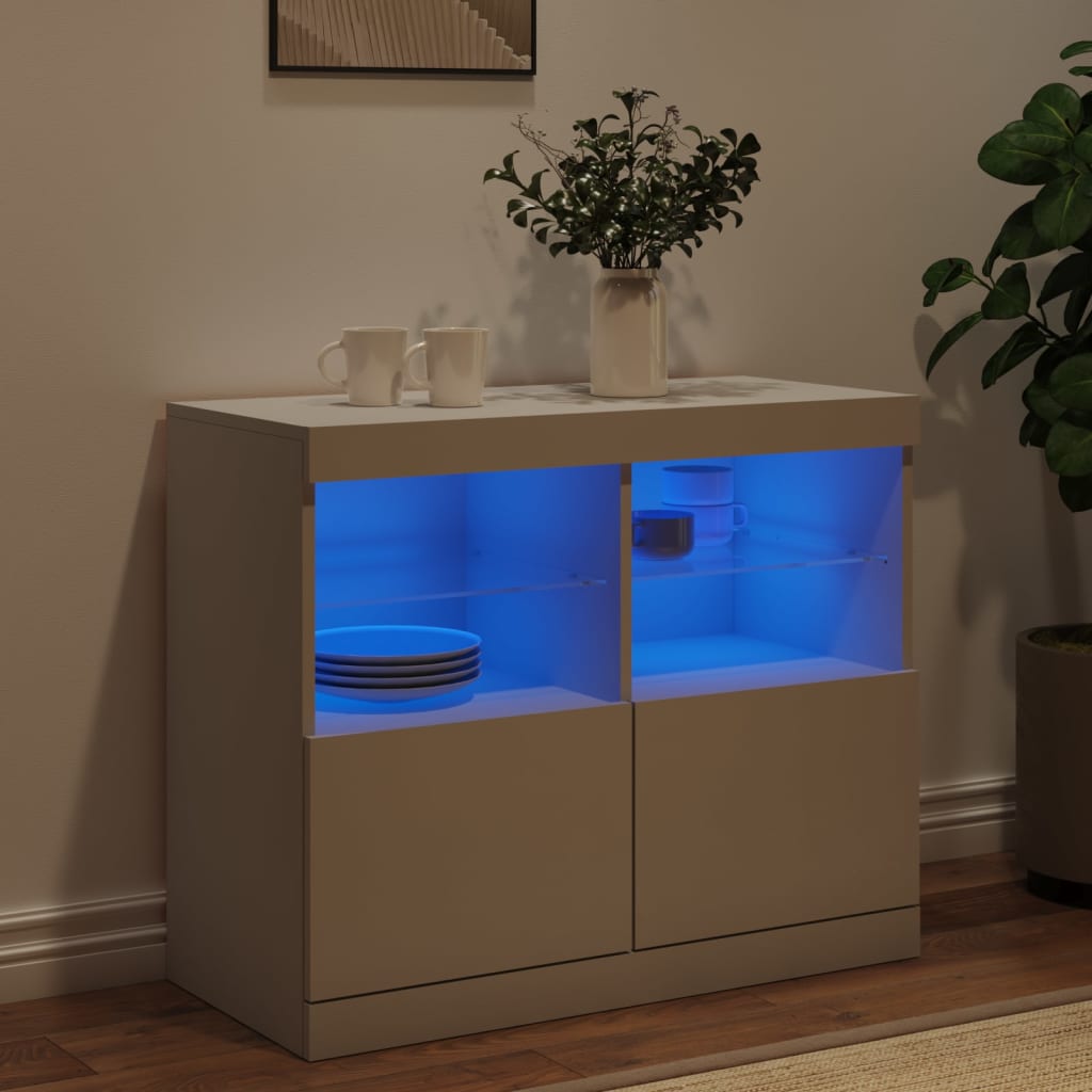 Sideboard mit LED-Leuchten Weiß 81x37x67 cm - Pazzar.ch