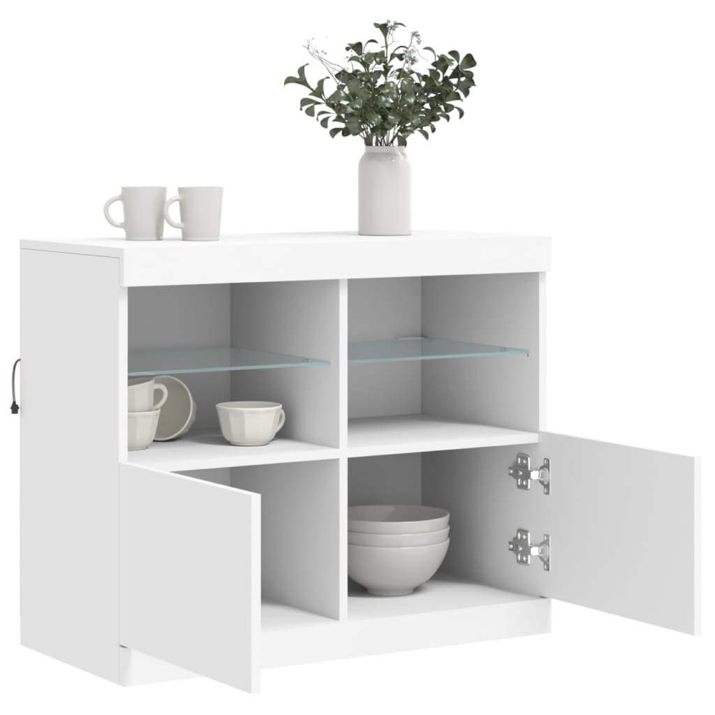 Sideboard mit LED-Leuchten Weiß 81x37x67 cm - Pazzar.ch